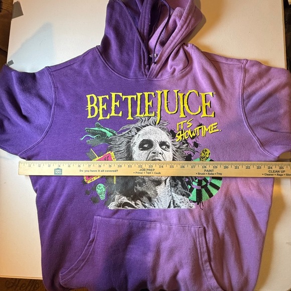 Beetlejuice It's Showtime Graphic Hoodie Purple Faded Colorblock Pullover Large - Picture 4 of 10